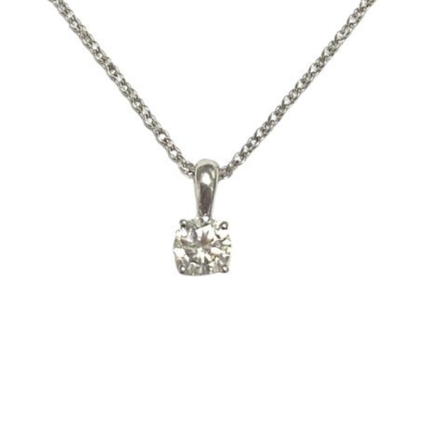 Diamond pendant on a chain against a white background