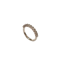 Platinum ring with small diamonds on a white background